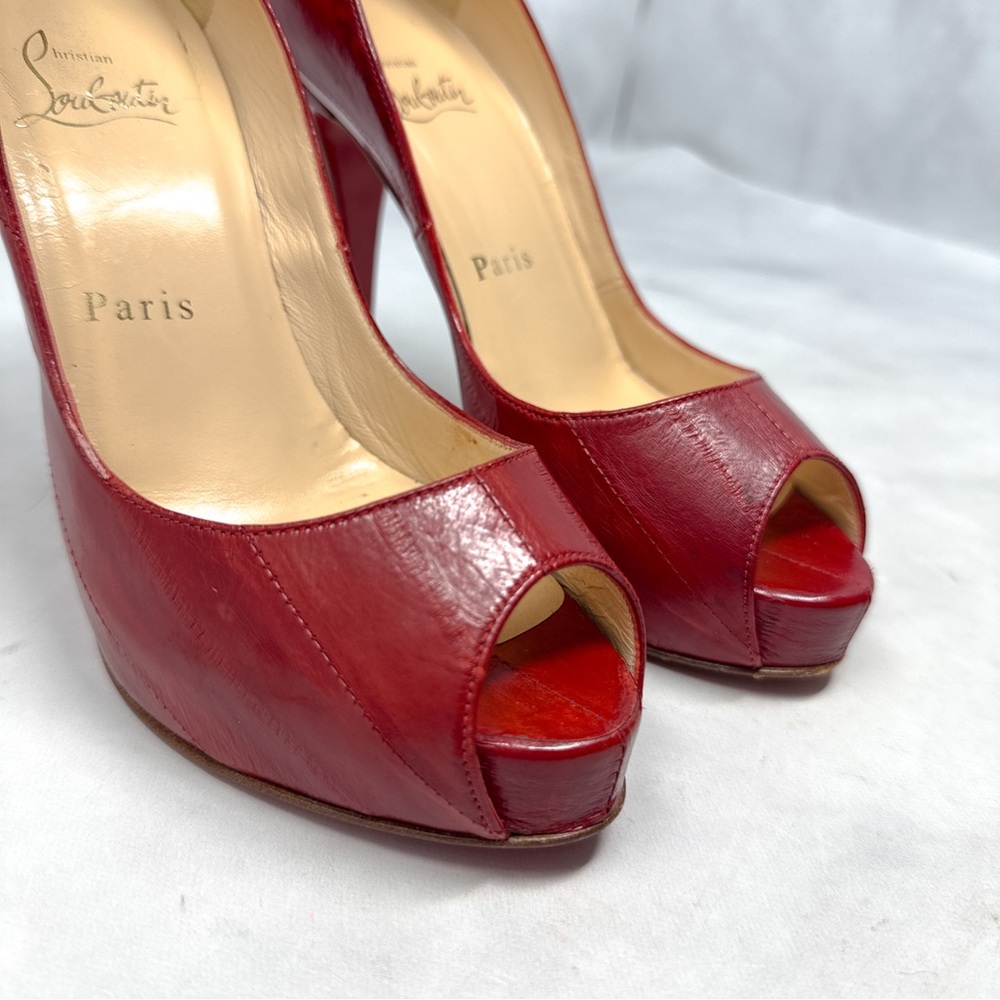 Christian Louboutin Very Prive 120 Eel Skin Leather Platform Stiletto Heel Pumps - Picture 4 of 16